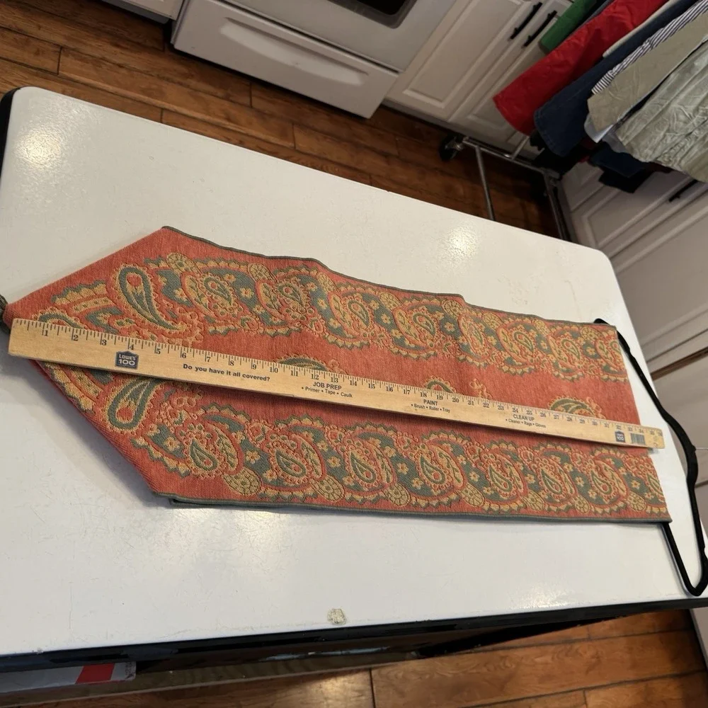 Table Runner With Tassels Coral Green Pink 69